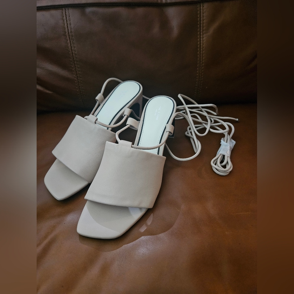 Rag & Bone Emma Leather Tie Heel Sandal In Shasow Pink Size: 38 (US 8) $355